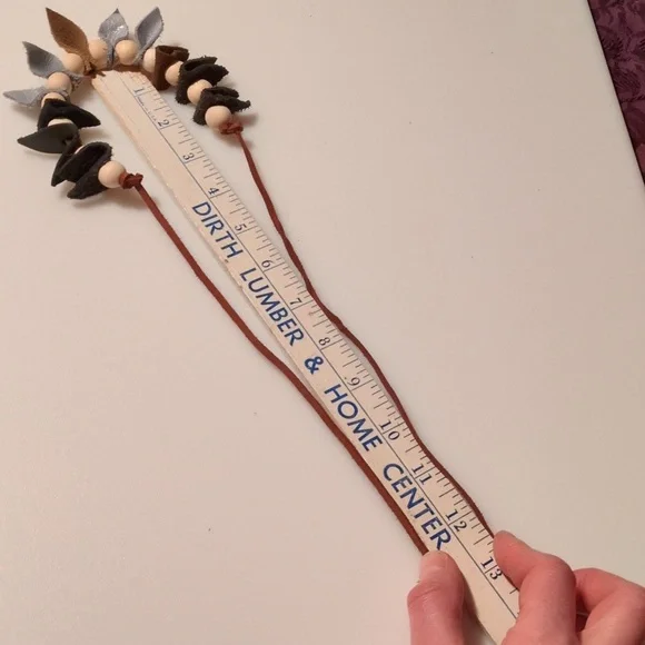 Handmade Genuine Leather Natural Wood Necklace Choker Bracelet Black #09 - Picture 9 of 11